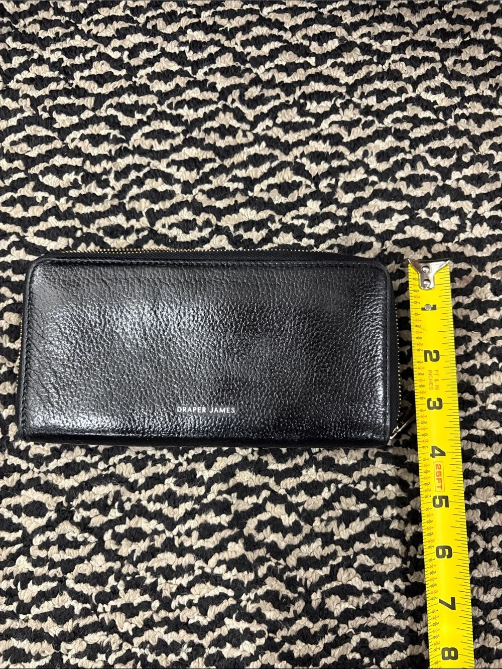 Draper James Black Pebbled Leather Zip-Around Wallet